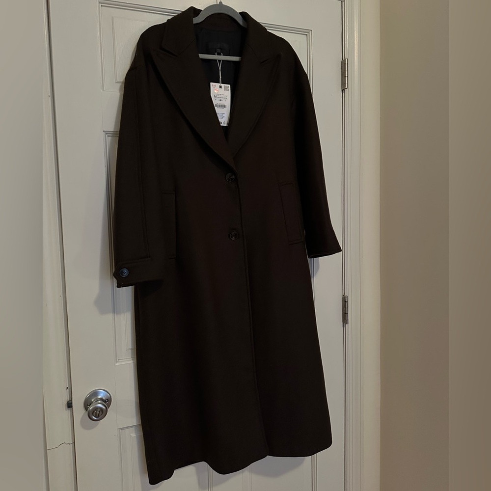 Zara Chocolate Brown Trench Coat NWT - Picture 3 of 16